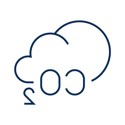 Blue illustration outline of CO2 in a cloud